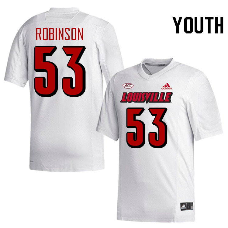 Youth #53 Lance Robinson Louisville Cardinals College Football Jerseys Stitched-White